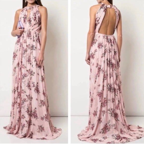 Marchesa Dresses & Skirts - Marchesa Notte Carrara Blush Floral Halter Lurex ‎ Maxi  SZ 2 pink Cottage Core